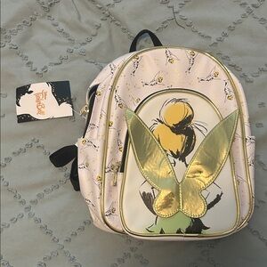 Disney Tinker Bell Backpack with Gold and Cream Accents